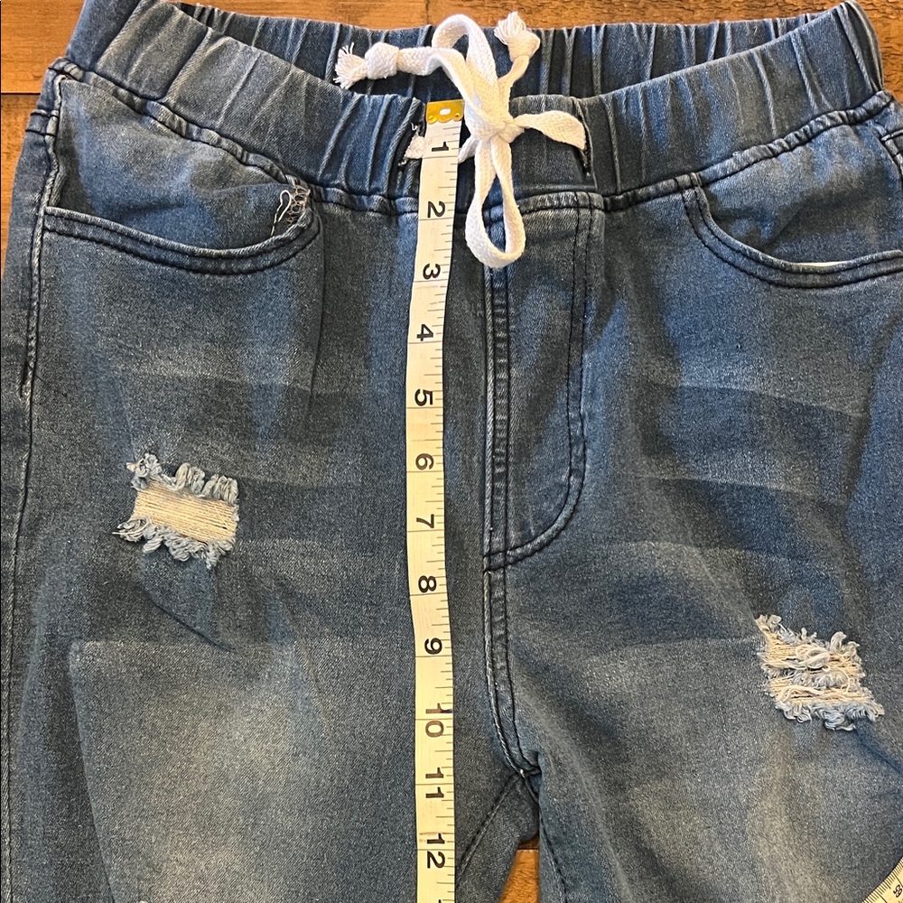 Distressed Blue Jeans with Drawstring - Picture 7 of 7